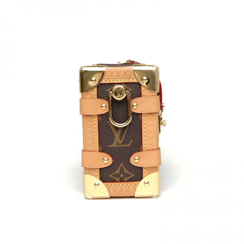 LOUIS VUITTON SideTrunk軟盒子包小號18老花PVC晶片肩背包-3