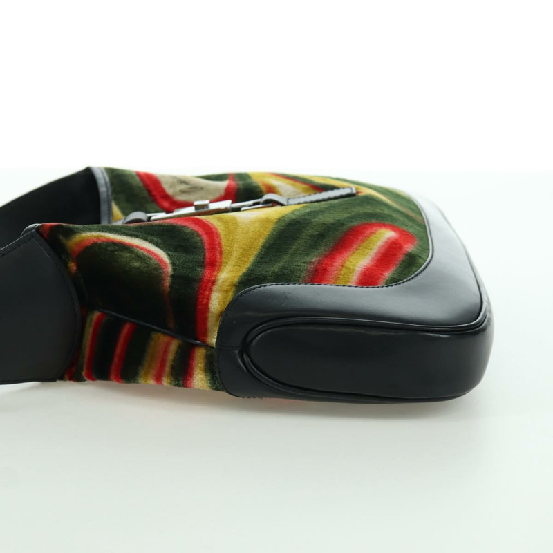 【日本直送】GUCCI Jackie 漩渦印花單肩包 天鵝絨 黑色 銀色 001 3306 正品 SW2243SM-2