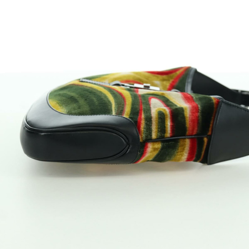 【日本直送】GUCCI Jackie 漩渦印花單肩包 天鵝絨 黑色 銀色 001 3306 正品 SW2243SM-3