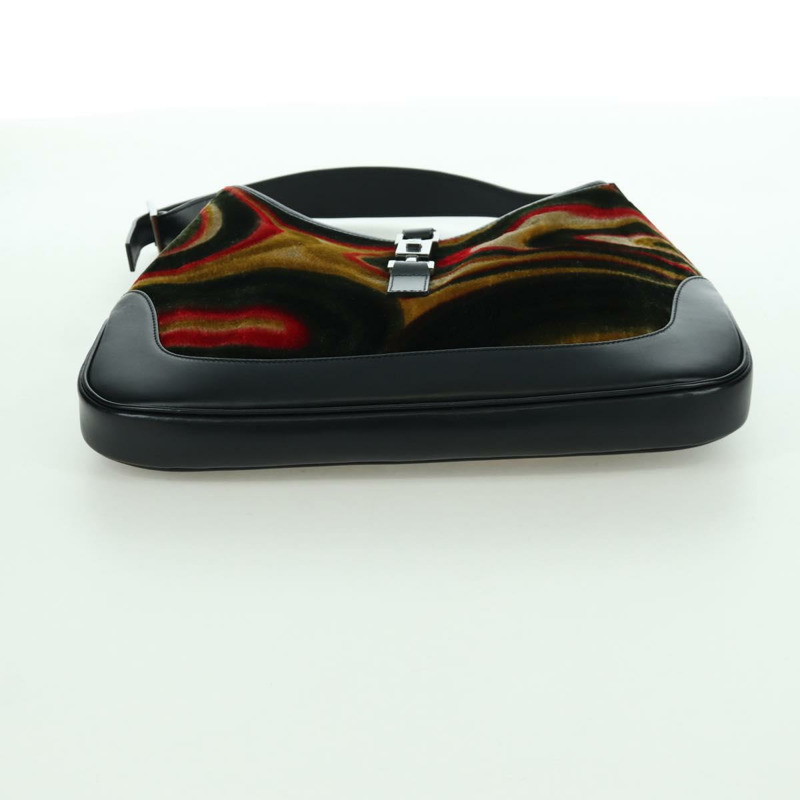 【日本直送】GUCCI Jackie 漩渦印花單肩包 天鵝絨 黑色 銀色 001 3306 正品 SW2243SM-4