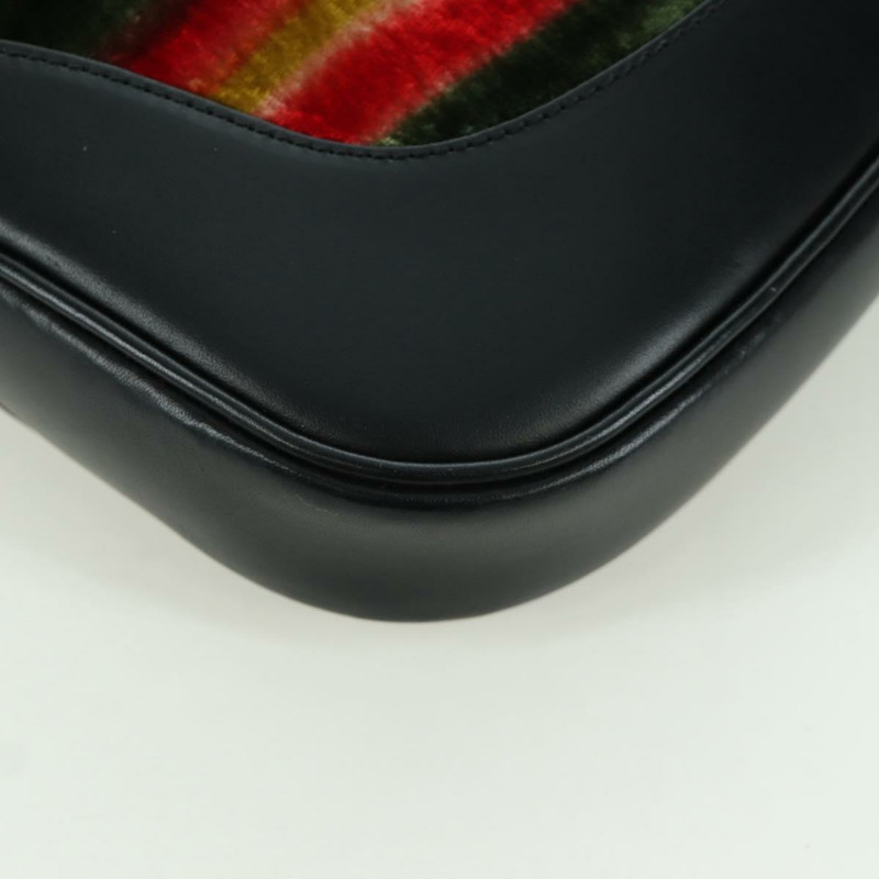 【日本直送】GUCCI Jackie 漩渦印花單肩包 天鵝絨 黑色 銀色 001 3306 正品 SW2243SM-14