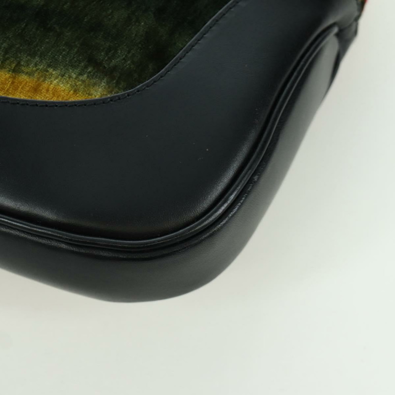 【日本直送】GUCCI Jackie 漩渦印花單肩包 天鵝絨 黑色 銀色 001 3306 正品 SW2243SM-15