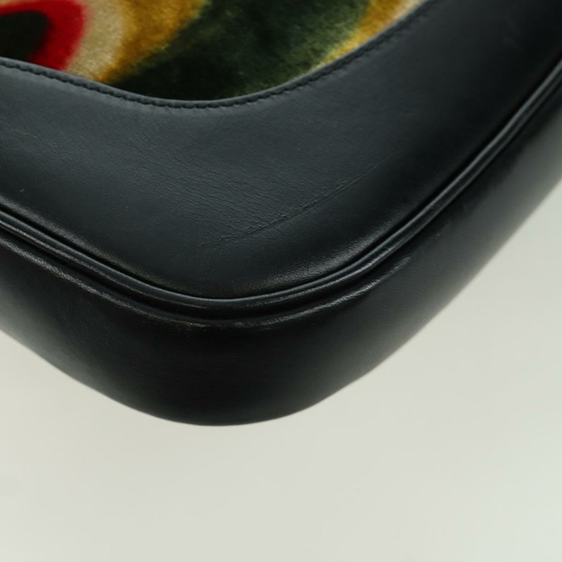 【日本直送】GUCCI Jackie 漩渦印花單肩包 天鵝絨 黑色 銀色 001 3306 正品 SW2243SM-16