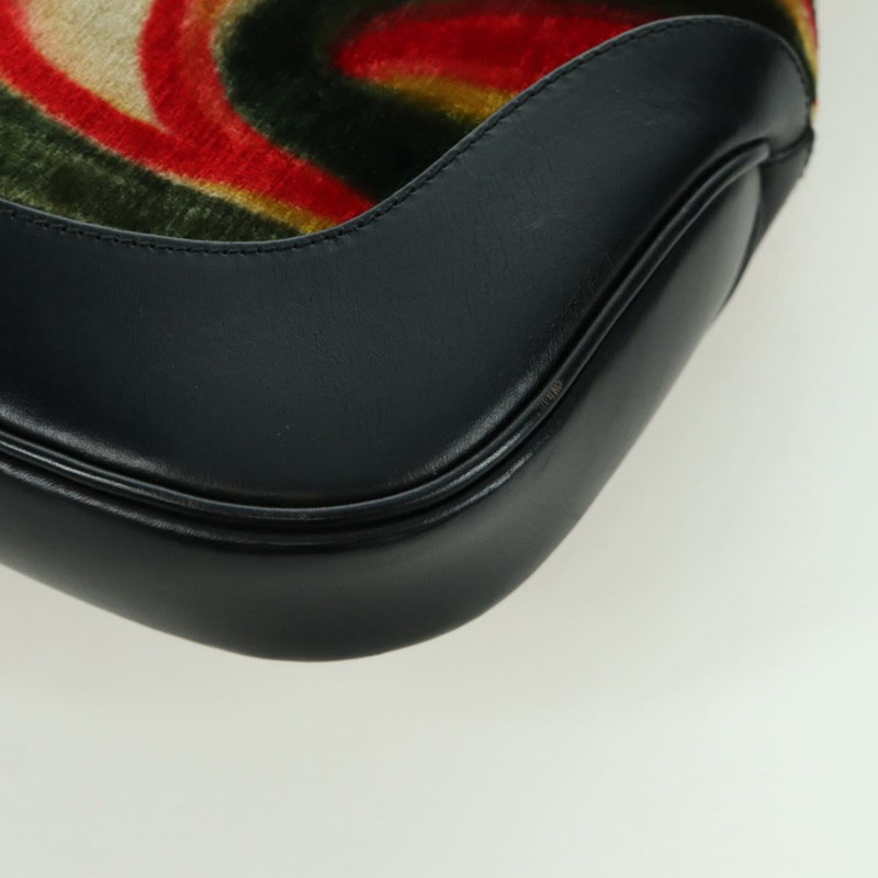 【日本直送】GUCCI Jackie 漩渦印花單肩包 天鵝絨 黑色 銀色 001 3306 正品 SW2243SM-17