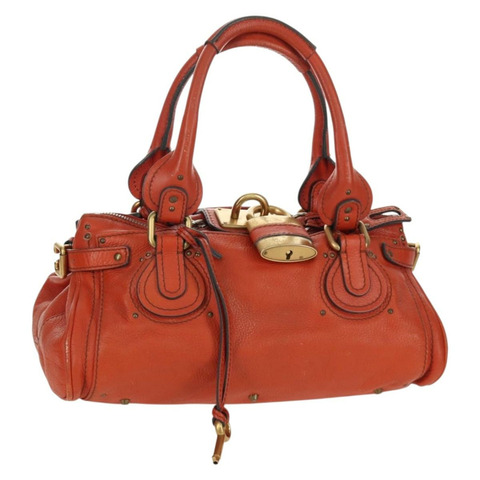 Chloe Paddington 手提包，橙色、銀色、金色皮革，正品 BAZ691V