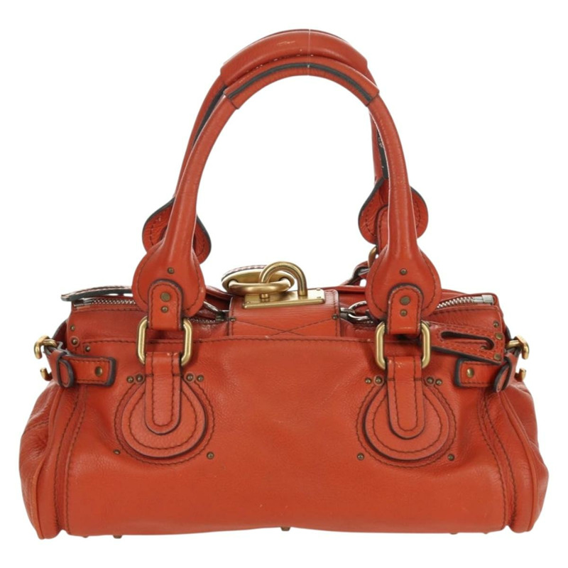 【日本直送】Chloe Paddington 手提包，橙色、銀色、金色皮革，正品 BAZ691V-1
