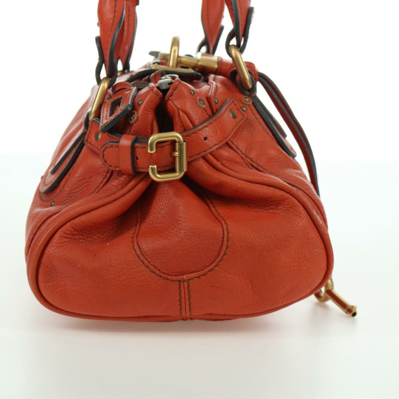 【日本直送】Chloe Paddington 手提包，橙色、銀色、金色皮革，正品 BAZ691V-3