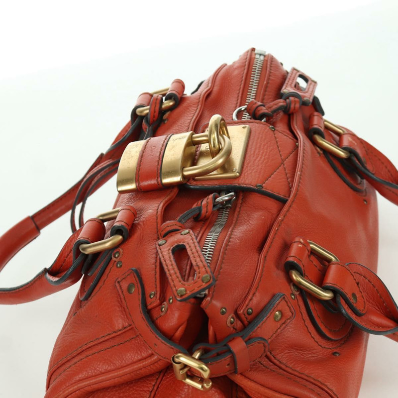 【日本直送】Chloe Paddington 手提包，橙色、銀色、金色皮革，正品 BAZ691V-6