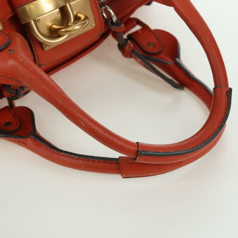 【日本直送】Chloe Paddington 手提包，橙色、銀色、金色皮革，正品 BAZ691V-7