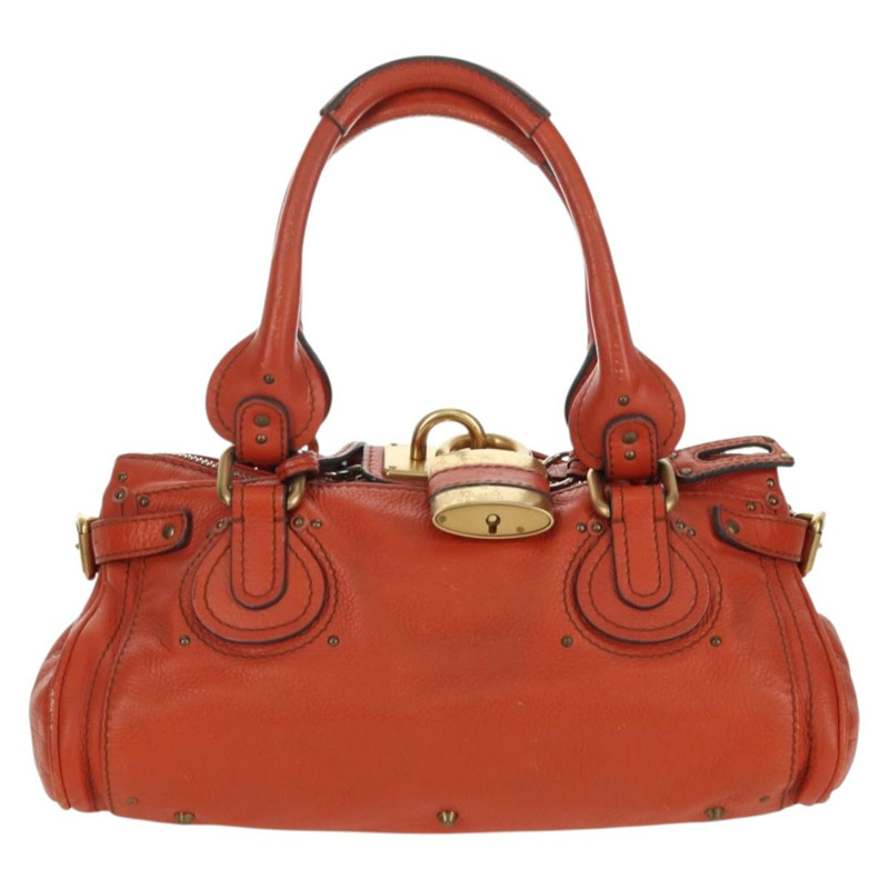 【日本直送】Chloe Paddington 手提包，橙色、銀色、金色皮革，正品 BAZ691V-12