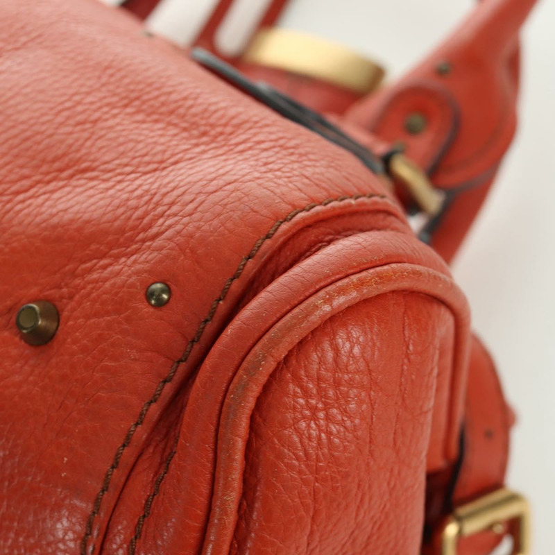 【日本直送】Chloe Paddington 手提包，橙色、銀色、金色皮革，正品 BAZ691V-14