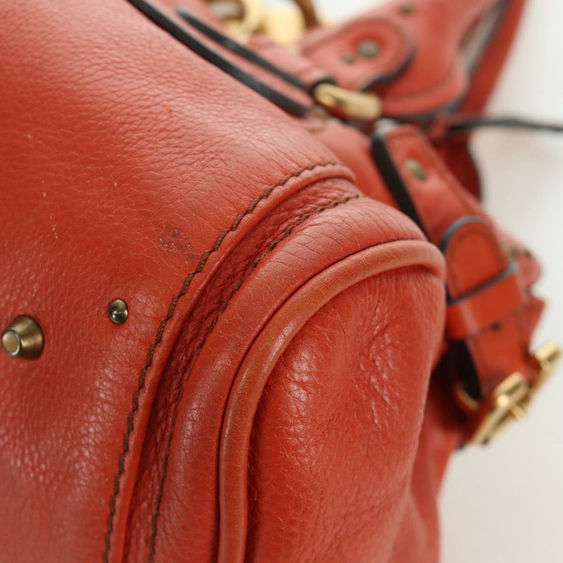 【日本直送】Chloe Paddington 手提包，橙色、銀色、金色皮革，正品 BAZ691V-16