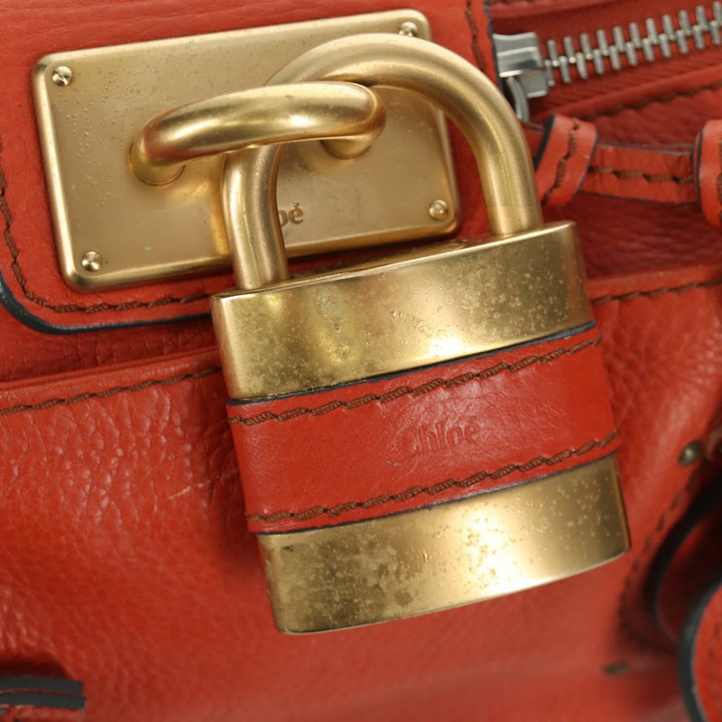 【日本直送】Chloe Paddington 手提包，橙色、銀色、金色皮革，正品 BAZ691V-17