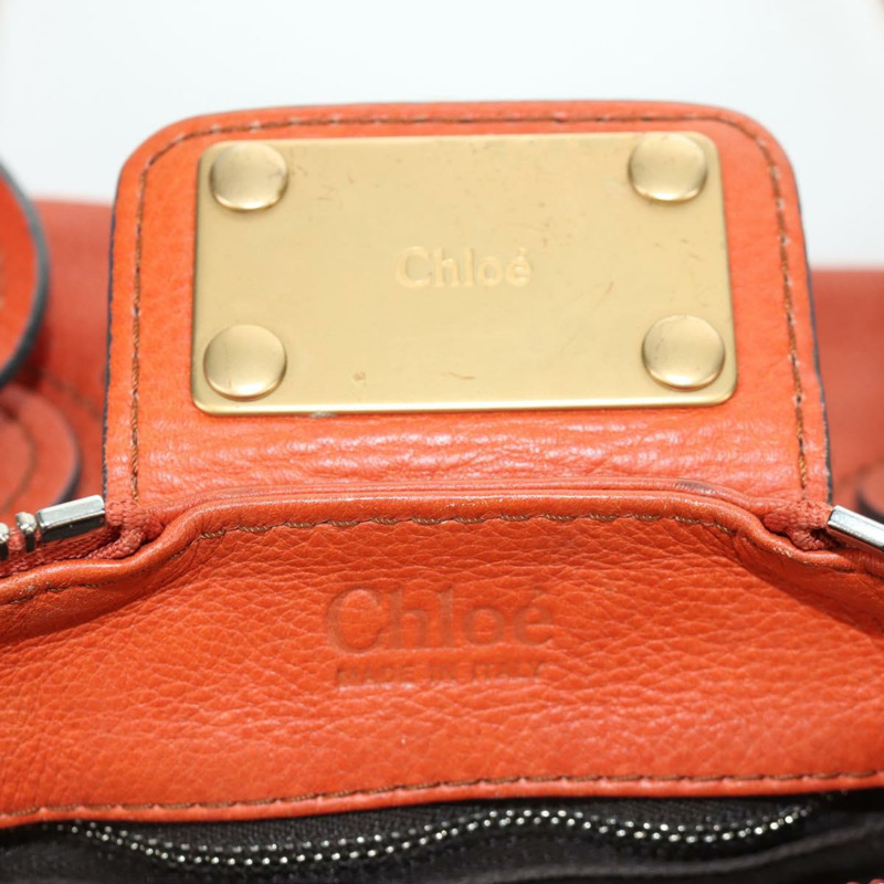 【日本直送】Chloe Paddington 手提包，橙色、銀色、金色皮革，正品 BAZ691V-19