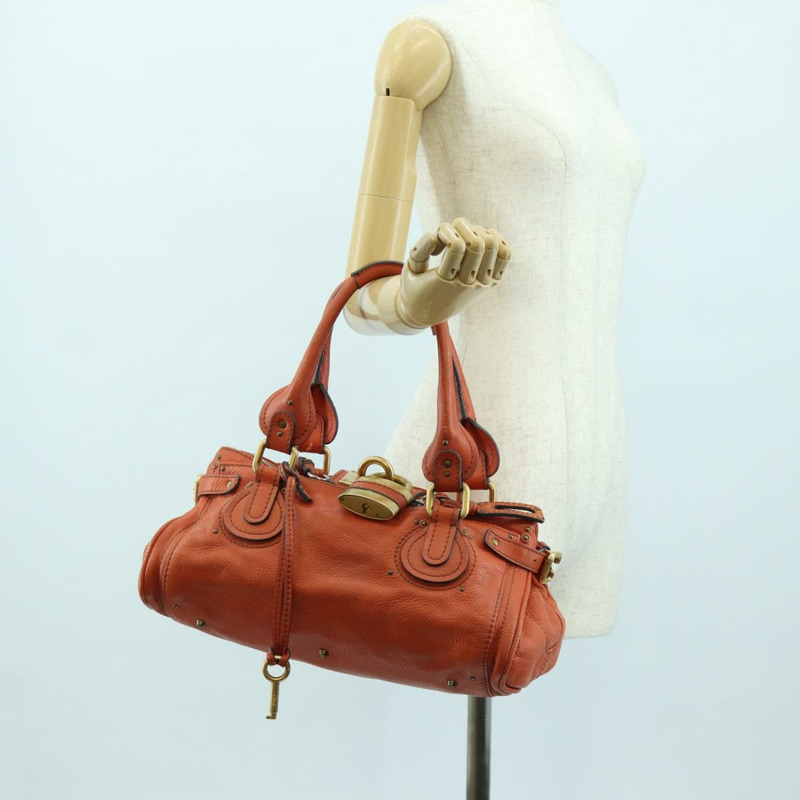 【日本直送】Chloe Paddington 手提包，橙色、銀色、金色皮革，正品 BAZ691V-24