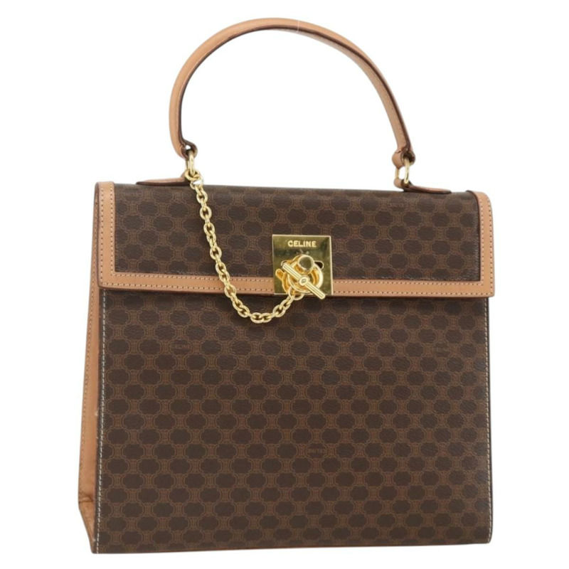 【日本直送】CELINE Macadam帆布手袋 PVC皮革 棕色金色 正品 BAZ721A-0