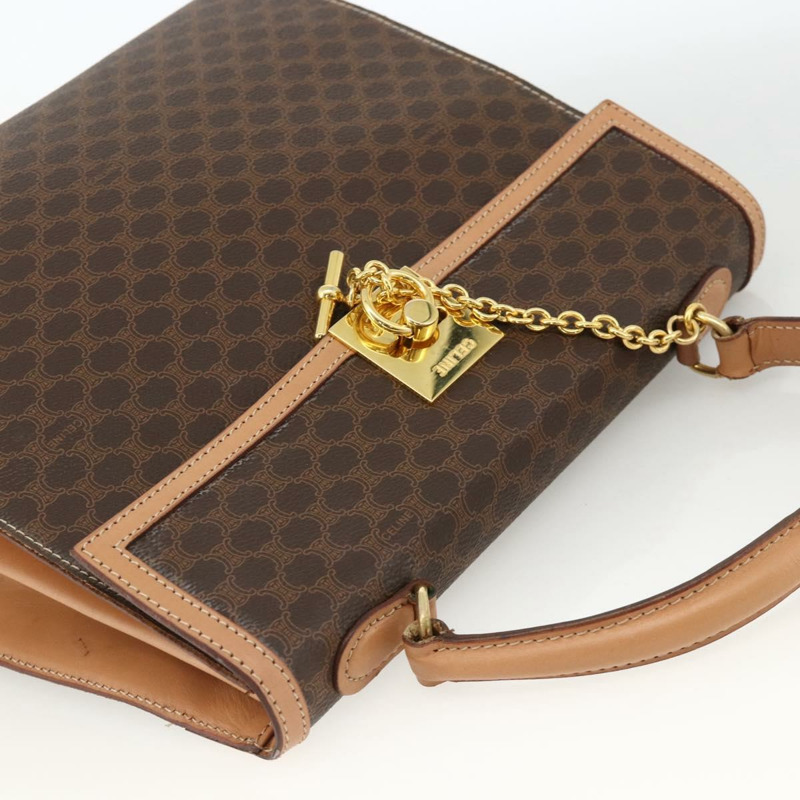 【日本直送】CELINE Macadam帆布手袋 PVC皮革 棕色金色 正品 BAZ721A-5