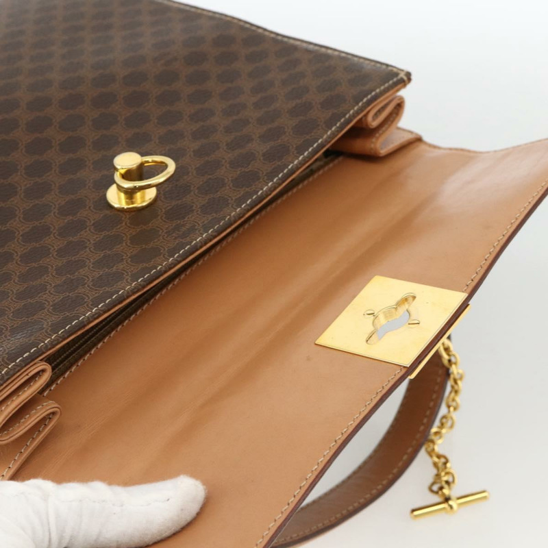 【日本直送】CELINE Macadam帆布手袋 PVC皮革 棕色金色 正品 BAZ721A-9