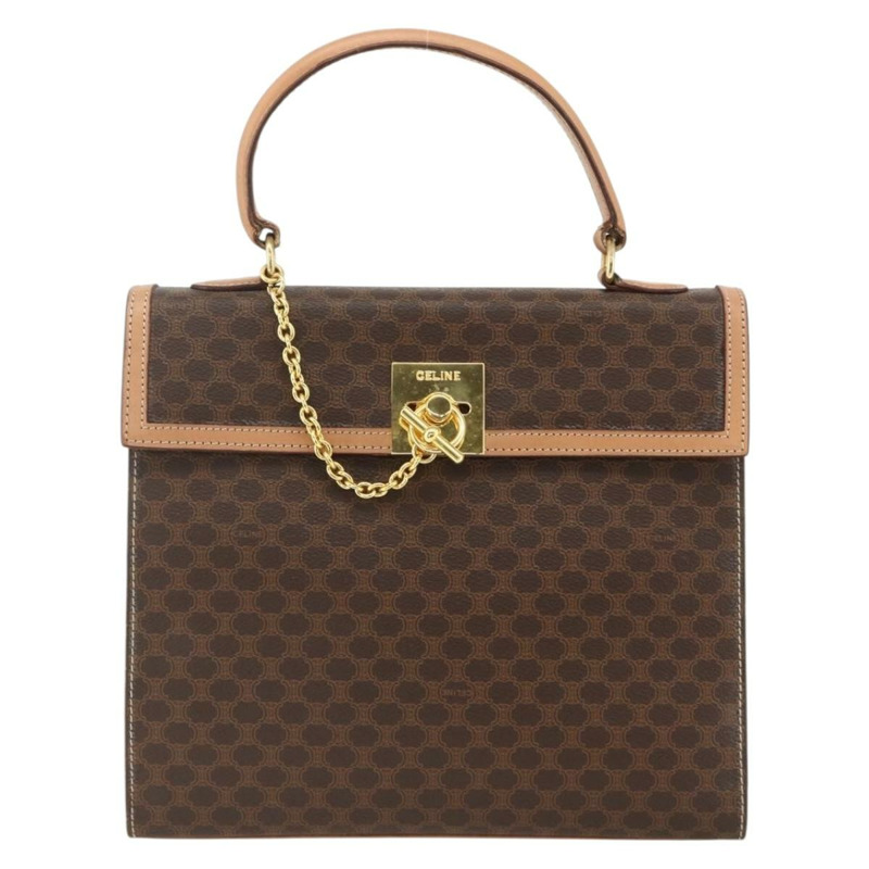 【日本直送】CELINE Macadam帆布手袋 PVC皮革 棕色金色 正品 BAZ721A-12