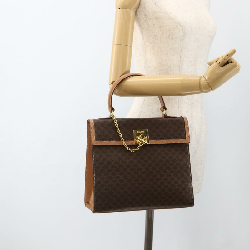 【日本直送】CELINE Macadam帆布手袋 PVC皮革 棕色金色 正品 BAZ721A-21