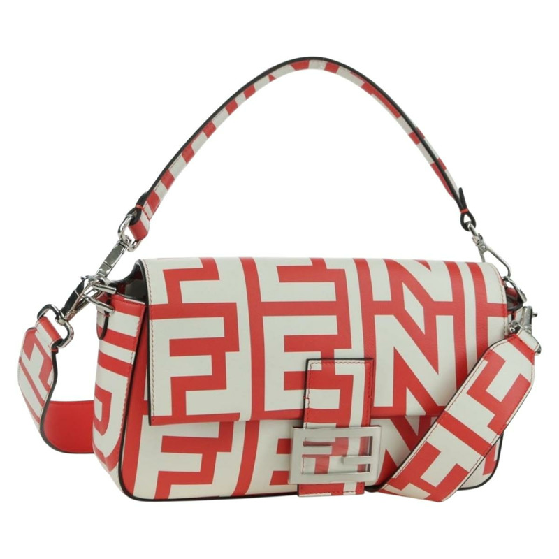 【日本直送】FENDI 與 Marc Jacobs 聯名款 Mamma Baguette 皮革雙肩包 紅色 Auth BAZ729SAM-0