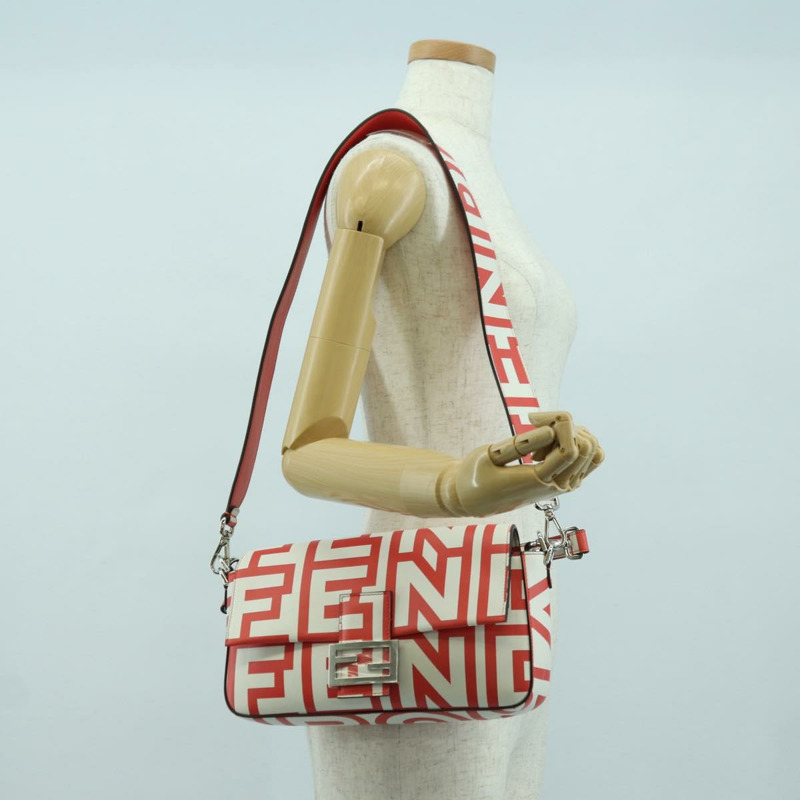 【日本直送】FENDI 與 Marc Jacobs 聯名款 Mamma Baguette 皮革雙肩包 紅色 Auth BAZ729SAM-26