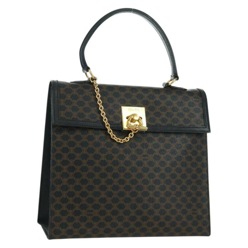 【日本直送】CELINE Macadam帆布手提包 PVC皮革 黑色金色 正品 BAZ800V-0