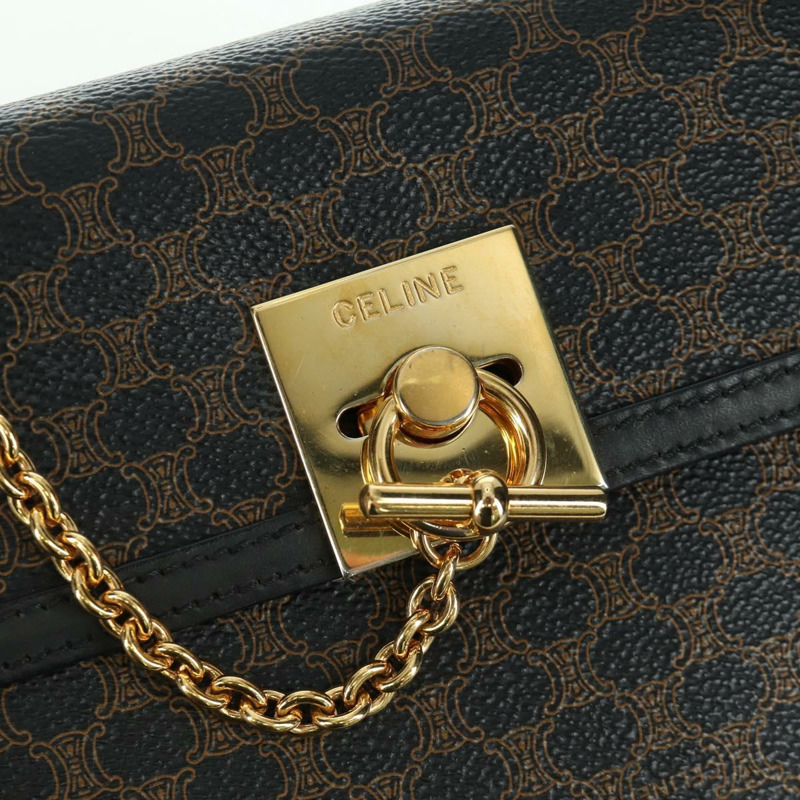 【日本直送】CELINE Macadam帆布手提包 PVC皮革 黑色金色 正品 BAZ800V-16