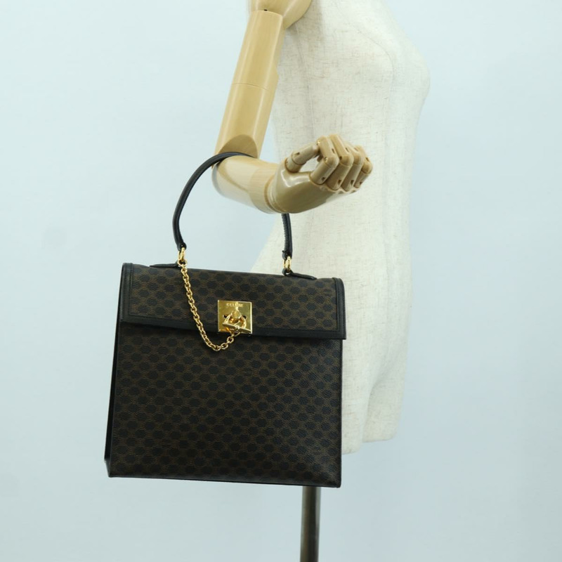 【日本直送】CELINE Macadam帆布手提包 PVC皮革 黑色金色 正品 BAZ800V-22