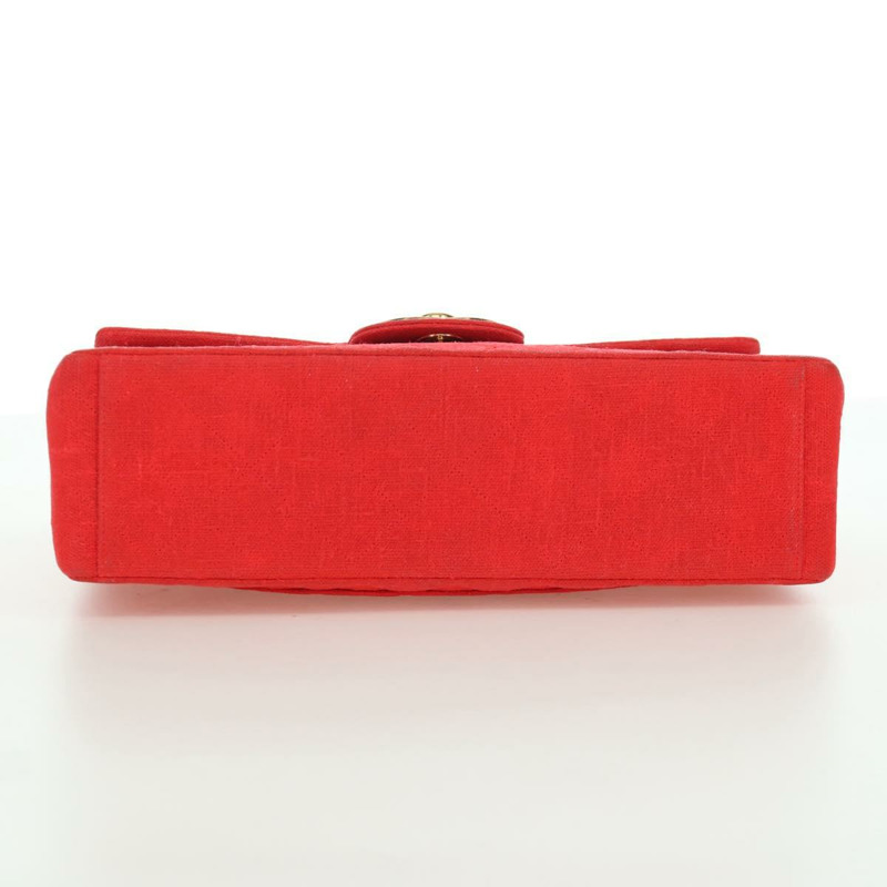 【日本直送】香奈兒 Big Matelasse 35 鏈條肩背包 帆布 金色 紅色 CC Auth BAZ742V-4