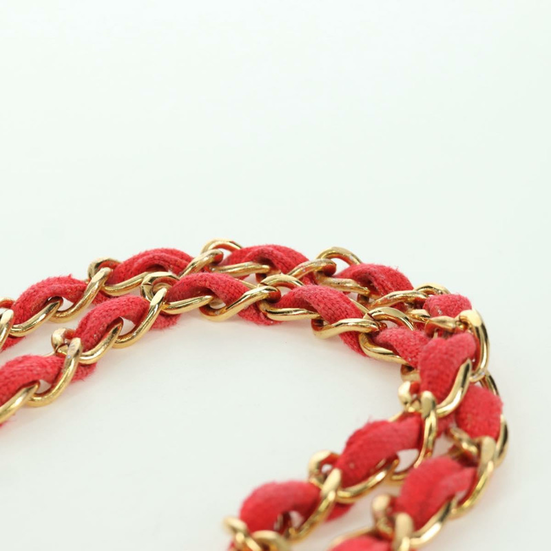 【日本直送】香奈兒 Big Matelasse 35 鏈條肩背包 帆布 金色 紅色 CC Auth BAZ742V-7