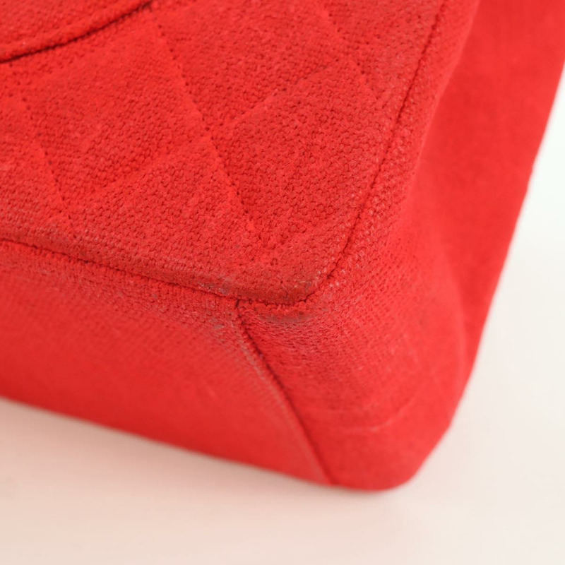 【日本直送】香奈兒 Big Matelasse 35 鏈條肩背包 帆布 金色 紅色 CC Auth BAZ742V-15