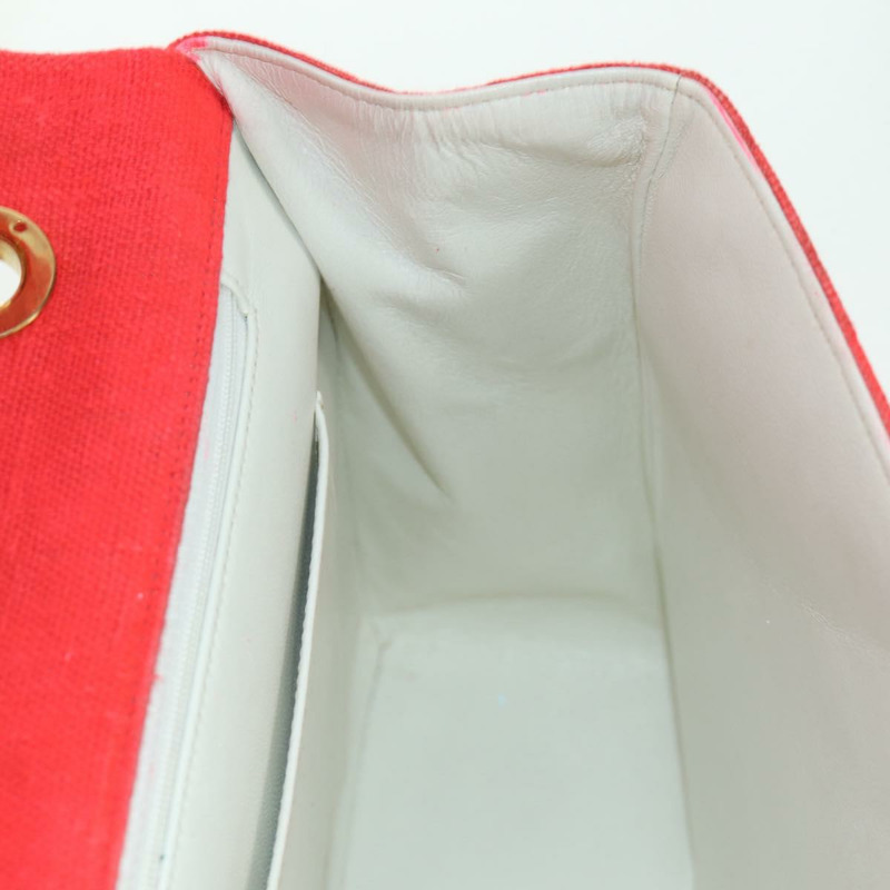 【日本直送】香奈兒 Big Matelasse 35 鏈條肩背包 帆布 金色 紅色 CC Auth BAZ742V-21