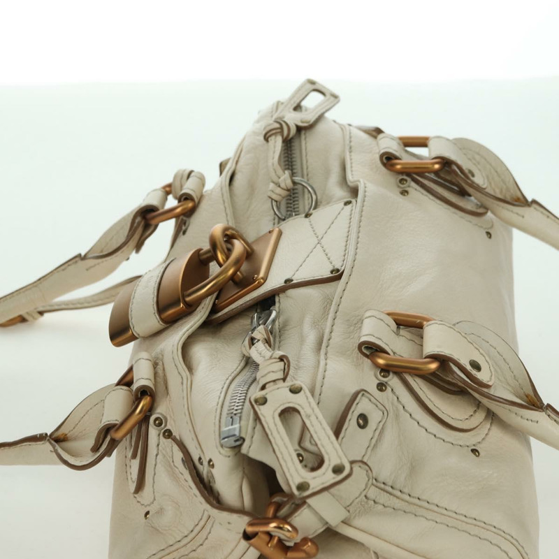 【日本直送】Chloe Paddington 手提包 皮革 象牙色 金色 銀色 正品 ARZ911SAV-5