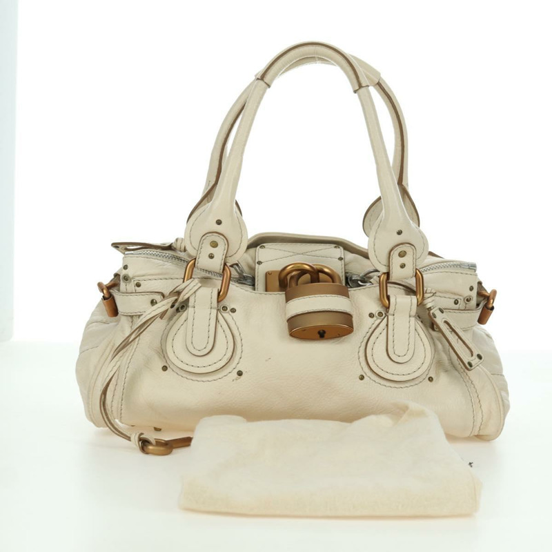 【日本直送】Chloe Paddington 手提包 皮革 象牙色 金色 銀色 正品 ARZ911SAV-11