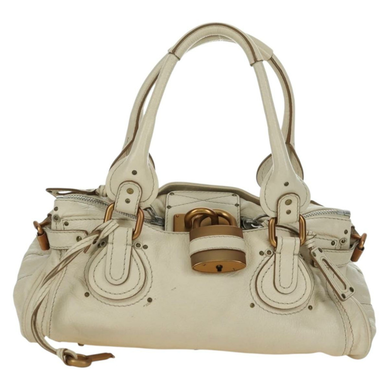 【日本直送】Chloe Paddington 手提包 皮革 象牙色 金色 銀色 正品 ARZ911SAV-12