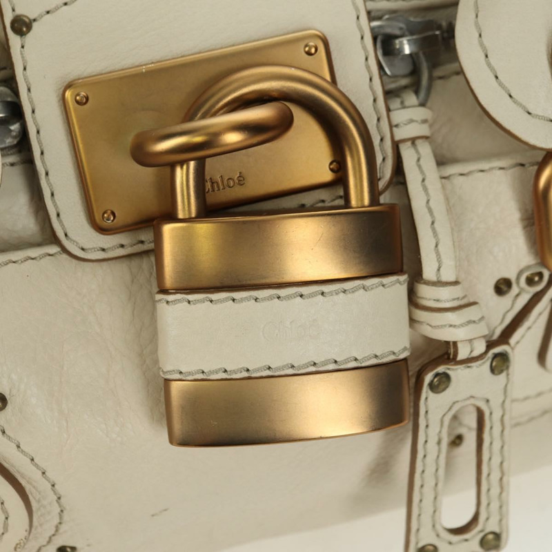 【日本直送】Chloe Paddington 手提包 皮革 象牙色 金色 銀色 正品 ARZ911SAV-17