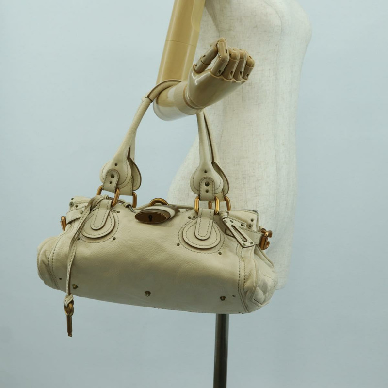 【日本直送】Chloe Paddington 手提包 皮革 象牙色 金色 銀色 正品 ARZ911SAV-24