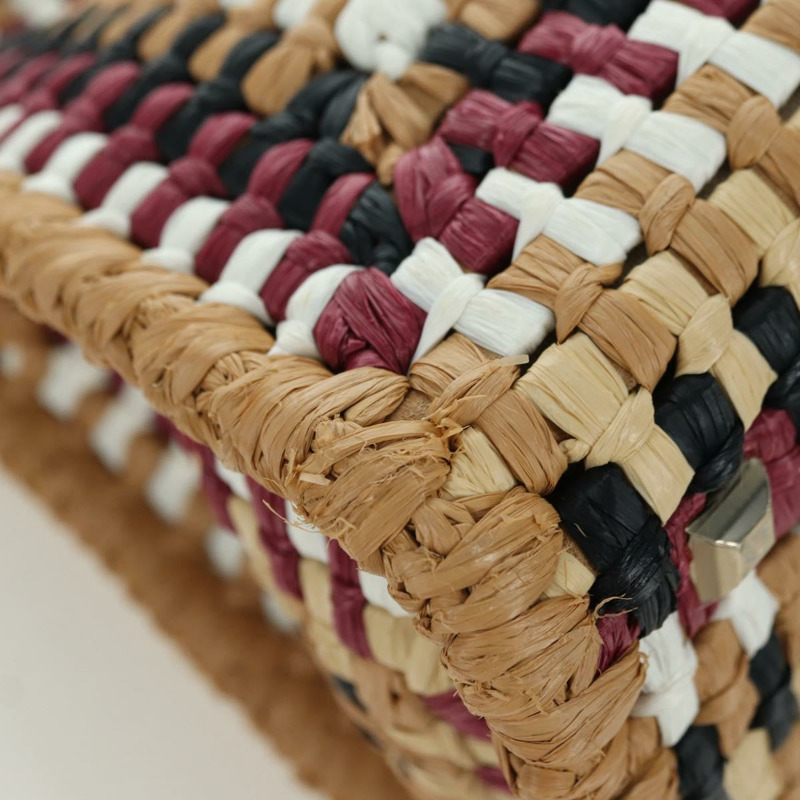 【日本直送】Salvatore Ferragamo Gancini Studio 手提包 草編 米色 金色 正品 BAZ404V-7