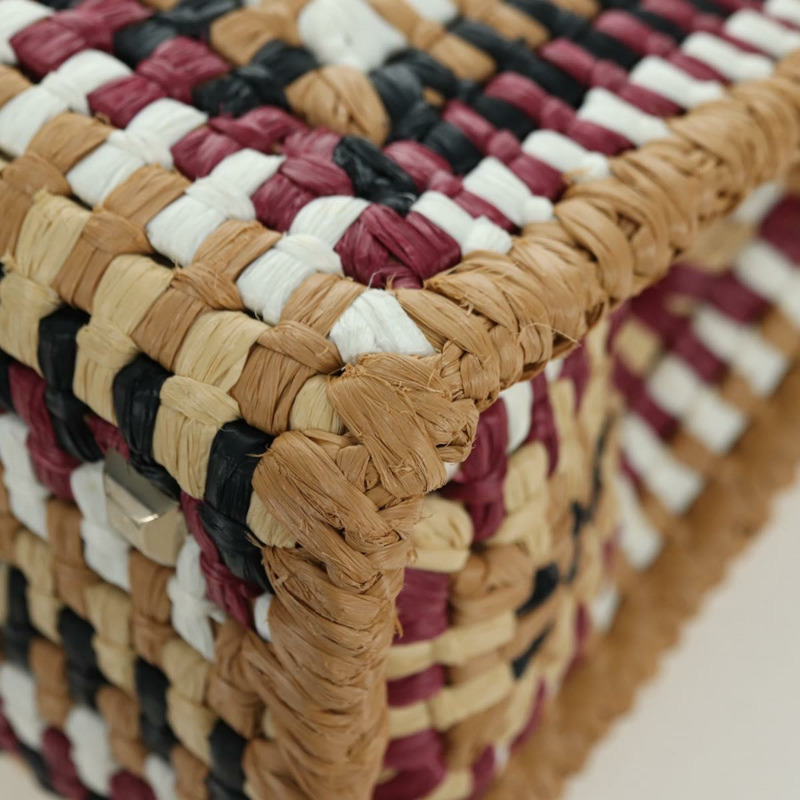 【日本直送】Salvatore Ferragamo Gancini Studio 手提包 草編 米色 金色 正品 BAZ404V-16