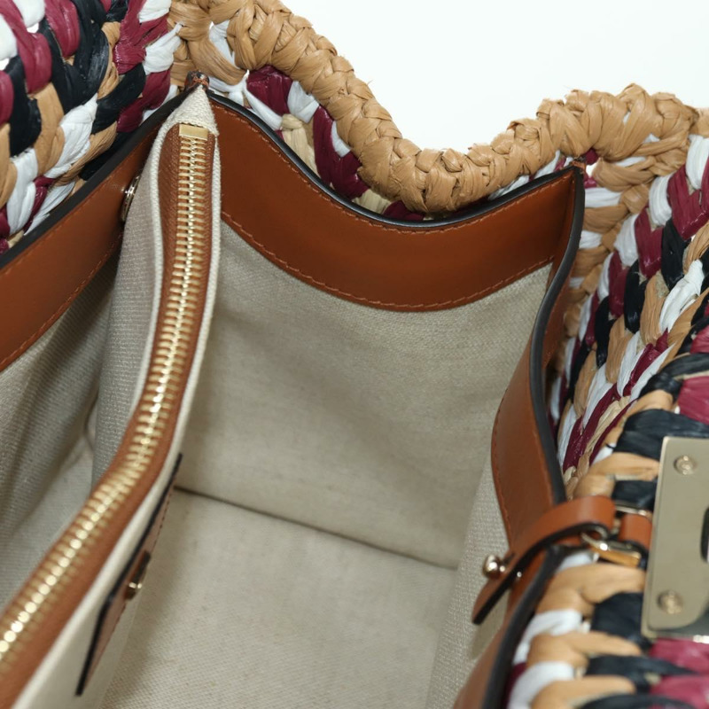 【日本直送】Salvatore Ferragamo Gancini Studio 手提包 草編 米色 金色 正品 BAZ404V-21