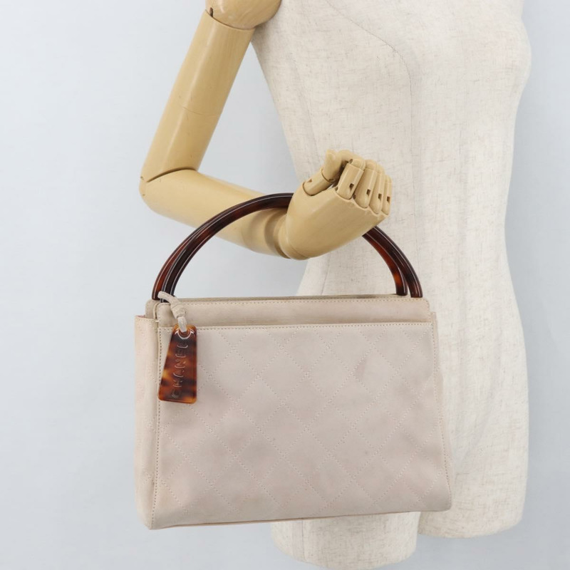 【日本直送】香奈兒 (CHANEL) 粉紅金CC標誌麂皮手提包，型號BAZ810A-24