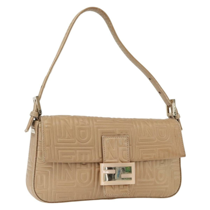 【日本直送】FENDI Mamma Baguette 肩背包 皮革 米色 金色 正品 BAZ786A-0