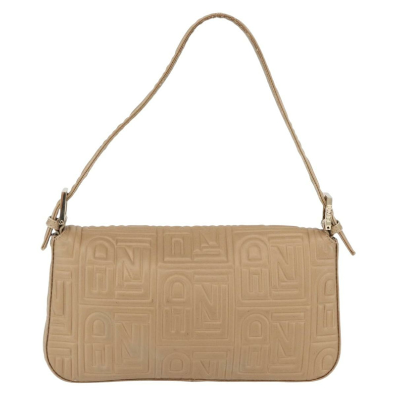 【日本直送】FENDI Mamma Baguette 肩背包 皮革 米色 金色 正品 BAZ786A-1