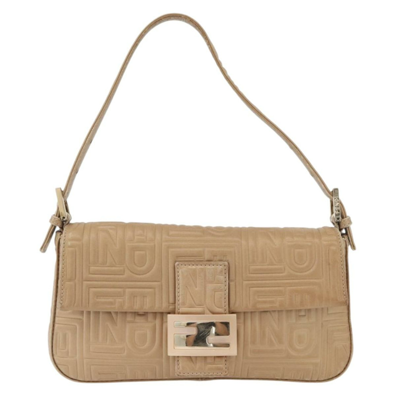 【日本直送】FENDI Mamma Baguette 肩背包 皮革 米色 金色 正品 BAZ786A-12