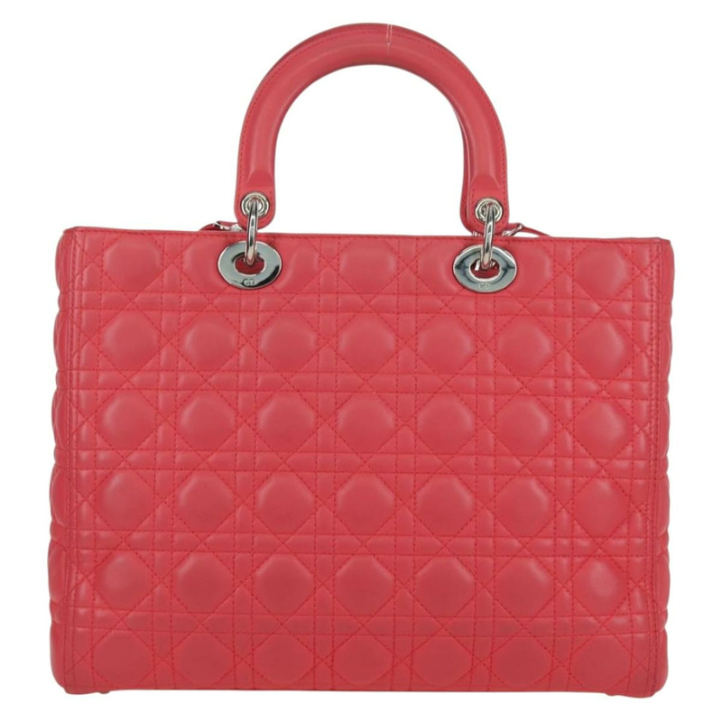 【日本直送】Christian Dior Canage Lady Dior 羊皮雙肩包，粉紅色/銀色，正品，貨號 174340SAV-1