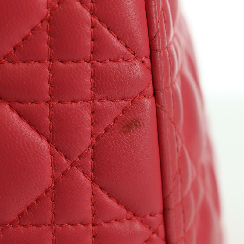 【日本直送】Christian Dior Canage Lady Dior 羊皮雙肩包，粉紅色/銀色，正品，貨號 174340SAV-3