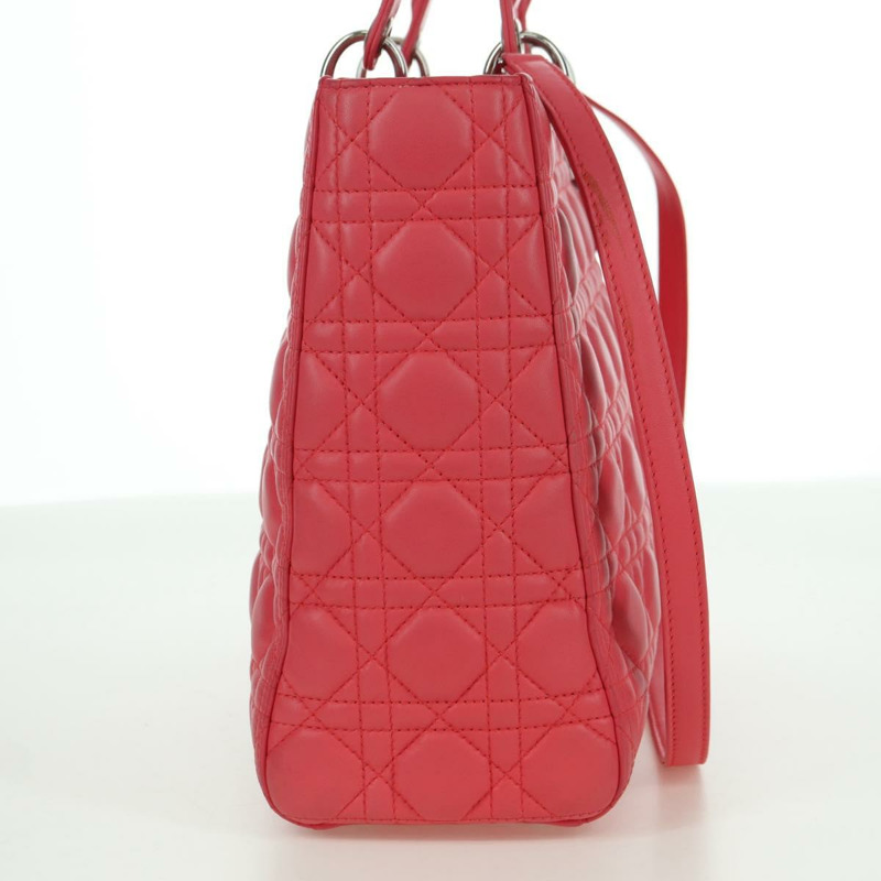 【日本直送】Christian Dior Canage Lady Dior 羊皮雙肩包，粉紅色/銀色，正品，貨號 174340SAV-4