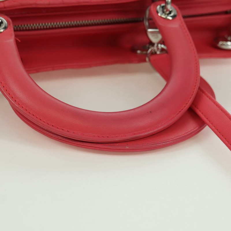 【日本直送】Christian Dior Canage Lady Dior 羊皮雙肩包，粉紅色/銀色，正品，貨號 174340SAV-6