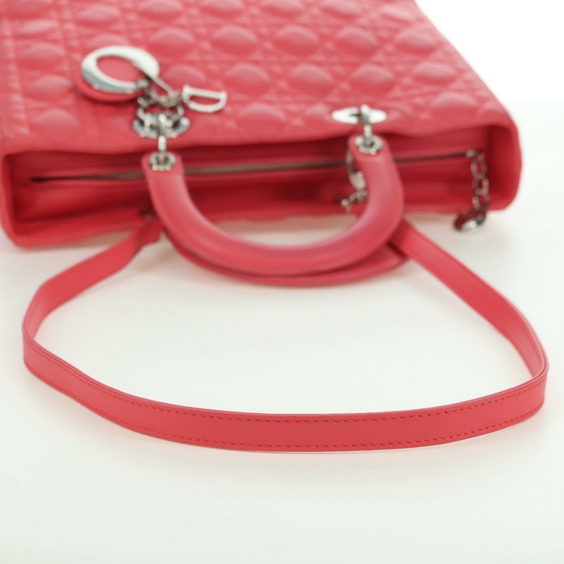 【日本直送】Christian Dior Canage Lady Dior 羊皮雙肩包，粉紅色/銀色，正品，貨號 174340SAV-8